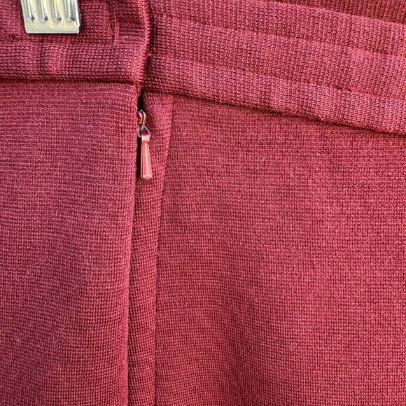 Dorce Knits Vintage Womens Burgundy High-Waist Knit Wool A Line Side Zip Skirt - Picture 2 of 8